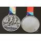 Half Marathon Or 10K Running Custom Sports Medals Antique Silver Plating Sublimated Ribbon