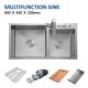 Brushed Steel Kitchen Multifunction Sink 34' Topmount Double Bowl 85x45