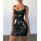 Small Quantity Clothing Factory Sexy Shiny Wrap Bust Sling Dress With Zipper