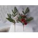 Versatile 52cm Christmas Red White Berry With Green Leaves