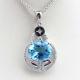 Sterling Silver Jewelry 10x12mm Blue Topaz CZ Diamonds Pendant Necklace (PSJ0393)