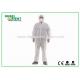 White Disposable Protective Coveralls With Hood And Feetcover By SMS PE Polypropylene For Clean Environment