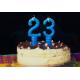 Pure Blue Color Mini Number Birthday Candles With Spiral Candle Holder