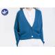 Acrylic Wool Womens Knit Cardigan Sweaters , Blue Long Sleeve Cardigan Sweater