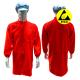Cleanroom Red 5mm Grid ESD Antistatic Safety Coat With 98% Polyester 2% Carbon Fiber