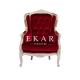 Living Room Chair Red Solid Wood Velvet Arm Fabric Luxury Leisure Chair