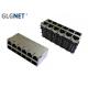 2x6 Ports Magnetic RJ45 Jack , Stacked Rj45 Poe Magjack 1000BASE T With Latches