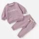 2 PCS Autumn Kids French Terry Sweatshirt Set With Neck Tape Design Long Sleeve Tracksuit Lounge Sets For Toddlers