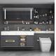 Slate Integrated Bathroom Wash Basin Cabinet Dark Plywood High End