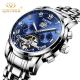 Wind Up Waterproof Mechanical Watch Elegant Appearance  Blue Dial