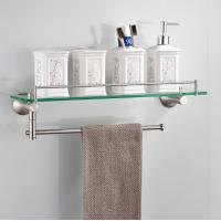 Single Layer Bathroom Towel Rack  Rectangular Glass Shelf With Towel Bar Shower