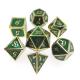 Fancy Metal Dice Set Anti Wear 7 Piece Gaming Dice Set Wear Polyhedral Gilt Green