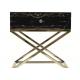 Luxury 45cm Square Black Marble Stainless Steel Coffee Table