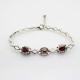Sterling Silver 6x8mm Created Garnet and Clear Cubic Zircon Link Tennis Bracelet (H012)