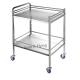 SUS Two Shelves Movable Medical Trolley Cart Portable