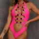 Hollow Sexy Solid Color Bikini Fashion Beach Outing Lace Up Bathing Suit