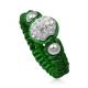 Handmade Beaded Jewelry Olivine Crystal Shamballa Rings With Green Cord, White