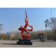 Contemporary Red Painted Metal Sculpture Stainless Steel Dancing Flame Shape