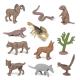 Desert Wild Animal Models 11 PCS Mini Cactus Armadillo Snake Lynx Wolf Scorpion Marmot Figurines Toy for Boys Girls Kids