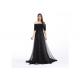 Crystal Beaded Black Evening Dresses , Women Elegant Off Shoulder Evening Dress