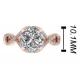 ODM 18K Rose Gold Ring 9mm Brilliant Round Cut For Wedding Gift