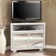 Sparkly silver mirrored TV stand 2 door corner TV bench for living room