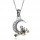 5.1 Gram 19mm Moon Cat Necklace SGS Party Ladies Sterling Silver Necklaces