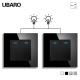 86 Types R Series Modern Black Wall Light Switch Push Control Tempered Glass Panel Compatible With UK/EU/FR