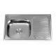 sS201 Size 80X50cm Kitchen Sink With Drainboard 3 Tap Holes