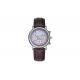 Leather Strap Stainless Steel Ladies Watch Quartz Movt IP Plating Case Color