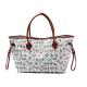 Womens Printed Large Canvas And Leather Tote Bags With Compartments