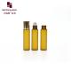 Empty cosmetic amber color mini 5ml glass roll on bottle with aluminum cap