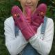 Fashion Cute Sheepskin Girls Leather Gloves , Womens Winter Mittens Classic Style