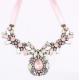 AMAZON selling models of luxury, fashion big pink flower gemstone necklace