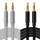 Aluminum Shell CE GS Phone Aux Cable 3.5mm Male To Male Aux Cable Black Grey