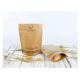 Stand Up Brown Kraft Coffee Bags Eco Friendly Flat Bottom With Clear Window