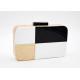 Natural Black White Acrylic Wooden Clutch Bag With Snake Shape Chain