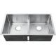 Satin Finish Low Divide Sink 16 Gauge Double Bowl With Long Using Life