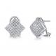 Square Earrings Screw Micropave Sterling Silver 1.1mm AAA+ 925 Silver CZ