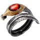 Red Agate Oxidized Feather 925 Sterling Silver Adjustable Ring (052639RED)