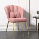Leisure Metal Velvet Nordic Dining Chair Pink Restaurant Sponge Internal Filling