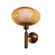 Round Bamboo Wicker Rattan Wall Sconce 3500K For Indoor Bathroom
