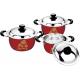 2016 hot sales 6/8 cookware set with color +flower &stainless steel classical pot &cooking pot