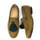 Yellow Mens Velvet Loafers Shoes   Customized Pointed Toe Leather Loafers