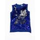 Back Open Sleeveless Baby Girl Sequins Tees Round Collar Cosy Cotton