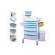 Plastic Body Medical Trolley Cart With Trash Can Two Deep Drawers Easy Installation