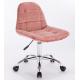 Blush Pink Velvet Upholstered Home Office Chair Wood With Swivel Adjustable