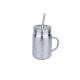 700ml SS mason jar with straw handle silver surface