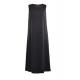 Black Color Women's Plus Size Long Straight Dresses Without Sleeve