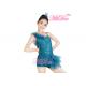Spandex / Polyester Jazz Dance Wear Turquoise Ruffle Leotard With Side Subtitle Shorts
